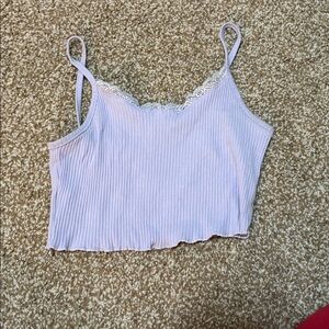 SHEIN Lavender Lace Trim Crop Top